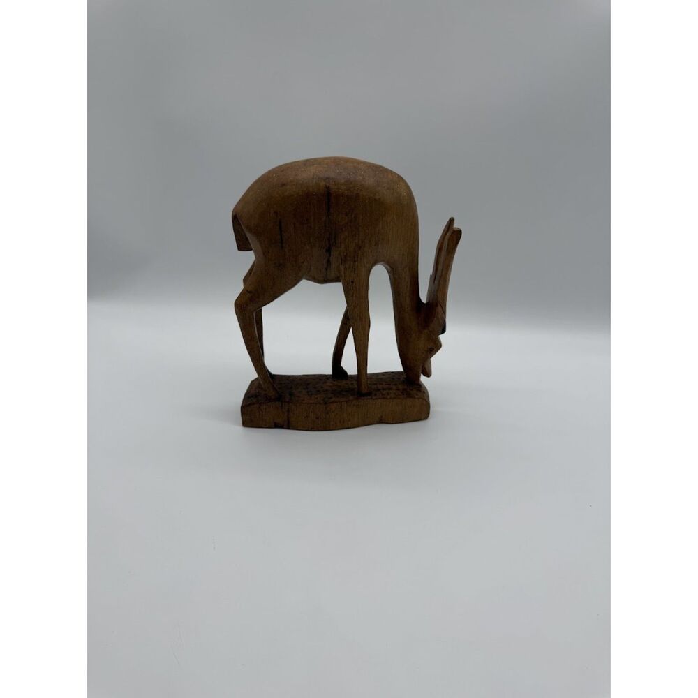 Carved Wood Gazelle Statue